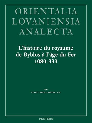 cover image of L'histoire du royaume de Byblos a l'age du Fer, 1080-333